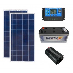 Kit solar 2x Placa 150w Bateria 250ah Regulador 30a inversor 600w