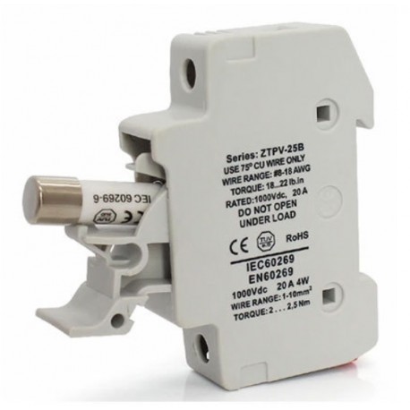 Portafusible para fusible de 1000v 10x38